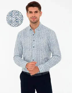 پیراهن آستین بلند مردانه سرمه ای پیرکاردین