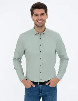 پیراهن آستین بلند مردانه سبز پیرکاردین