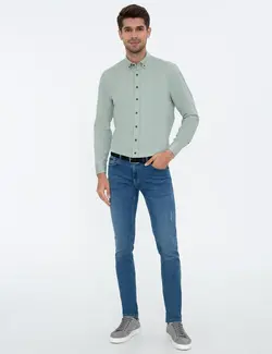 پیراهن آستین بلند مردانه سبز پیرکاردین