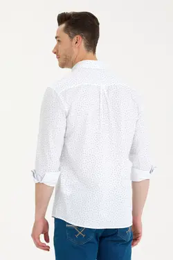 پیراهن مردانه طرحدار معمولی آبی تیره یو اس پولو