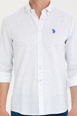 پیراهن مردانه طرحدار معمولی آبی تیره یو اس پولو