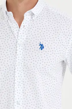 پیراهن مردانه طرحدار معمولی آبی تیره یو اس پولو