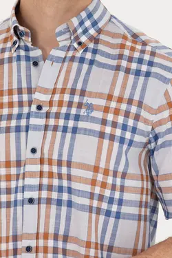 پیراهن مردانه طرحدار معمولی خاکستری یو اس پولو