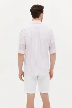 پیراهن مردانه طرحدار معمولی صورتی یو اس پولو