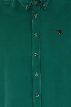 پیراهن مردانه آستین بلند بدون جیب طرحدار معمولی سبز یو اس پولو