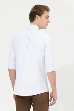 پیراهن مردانه آستین بلند ساده بدون جیب معمولی آبی روشن یو اس پولو