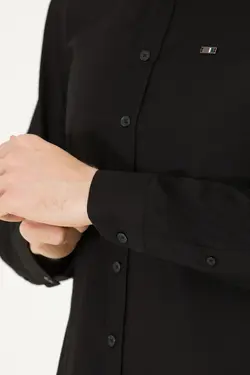 پیراهن مردانه آستین بلند ساده اسلیم فیت سیاه یو اس پولو