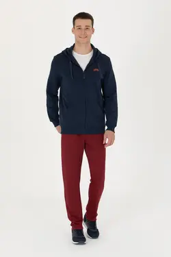 شلوار راحتی مردانه بلند جیبدار اسلیم فیت زرشکی یو اس پولو