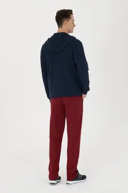 شلوار راحتی مردانه بلند جیبدار اسلیم فیت زرشکی یو اس پولو