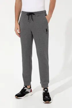 شلوار راحتی مردانه دمپا کشی ساده خاکستری ملانژ یو اس پولو