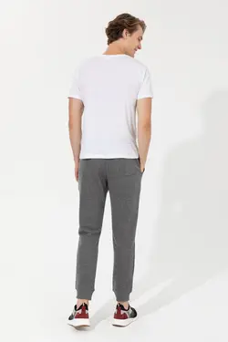 شلوار راحتی مردانه دمپا کشی ساده خاکستری ملانژ یو اس پولو