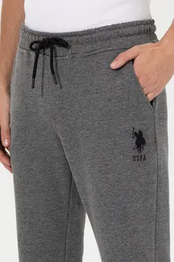 شلوار راحتی مردانه دمپا کشی ساده خاکستری ملانژ یو اس پولو