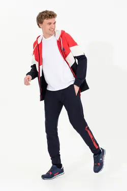 شلوار راحتی مردانه طرحدار دمپا کش سرمه ای یو اس پولو