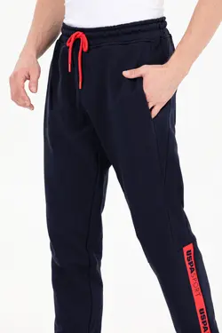 شلوار راحتی مردانه طرحدار دمپا کش سرمه ای یو اس پولو