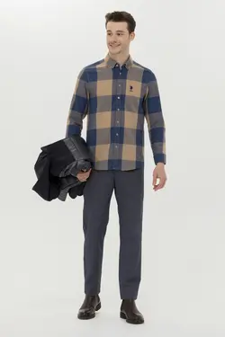 شلوار کتان و پارچه ای مردانه  سرمه ای یو اس پولو