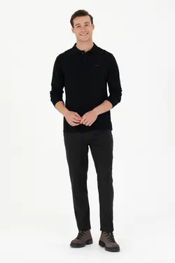 شلوار کتان و پارچه ای مردانه مخروطی زغالی یو اس پولو