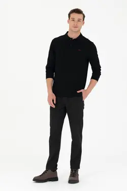 شلوار کتان و پارچه ای مردانه مخروطی زغالی یو اس پولو