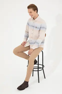 شلوار کتان و پارچه ای مردانه اسلیم کنار جیبدار شتری یو اس پولو