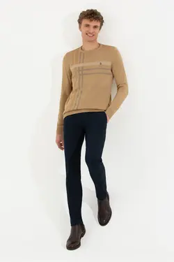 شلوار کتان و پارچه ای مردانه اسلیم کنار جیبدار سرمه ای یو اس پولو