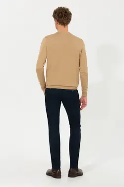 شلوار کتان و پارچه ای مردانه اسلیم کنار جیبدار سرمه ای یو اس پولو