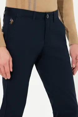 شلوار کتان و پارچه ای مردانه اسلیم کنار جیبدار سرمه ای یو اس پولو