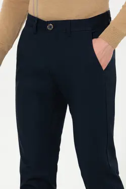 شلوار کتان و پارچه ای مردانه اسلیم کنار جیبدار سرمه ای یو اس پولو