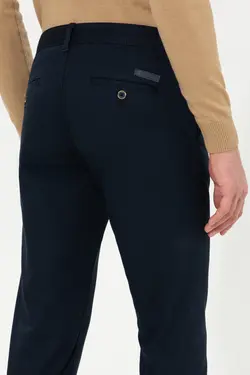 شلوار کتان و پارچه ای مردانه اسلیم کنار جیبدار سرمه ای یو اس پولو