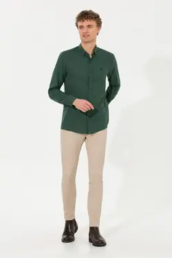 شلوار کتان و پارچه ای مردانه اسلیم کنار جیبدار خاکستری یو اس پولو