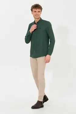 شلوار کتان و پارچه ای مردانه اسلیم کنار جیبدار خاکستری یو اس پولو