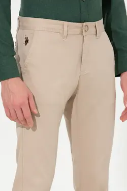 شلوار کتان و پارچه ای مردانه اسلیم کنار جیبدار خاکستری یو اس پولو