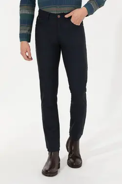 شلوار کتان و پارچه ای مردانه جیبدار اسلیم فیت سرمه ای یو اس پولو