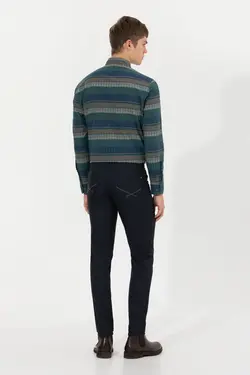 شلوار کتان و پارچه ای مردانه جیبدار اسلیم فیت سرمه ای یو اس پولو