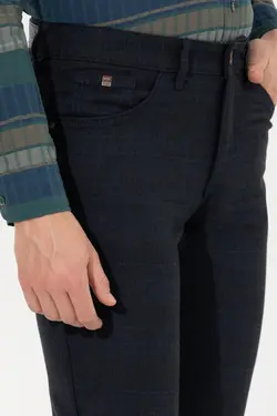 شلوار کتان و پارچه ای مردانه جیبدار اسلیم فیت سرمه ای یو اس پولو