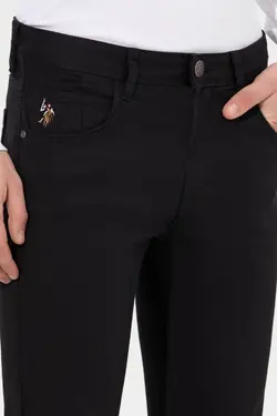 شلوار کتان و پارچه ای مردانه جیبدار اسلیم فیت سیاه یو اس پولو