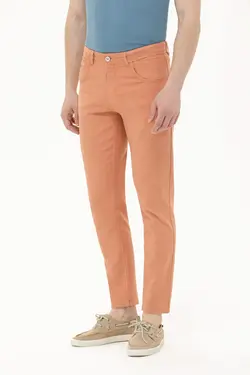 شلوار کتان و پارچه ای مردانه اسلیم فیت آجری یو اس پولو