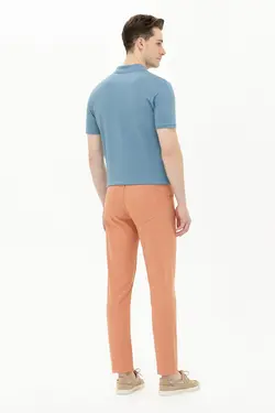 شلوار کتان و پارچه ای مردانه اسلیم فیت آجری یو اس پولو