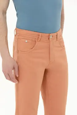 شلوار کتان و پارچه ای مردانه اسلیم فیت آجری یو اس پولو