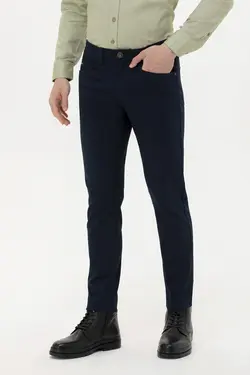 شلوار کتان و پارچه ای مردانه اسلیم فیت سرمه ای یو اس پولو