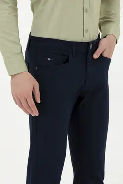 شلوار کتان و پارچه ای مردانه اسلیم فیت سرمه ای یو اس پولو