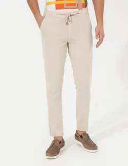 شلوار کتان و پارچه ای مردانه جیبدار طرحدار جذب بژ پیرکاردین