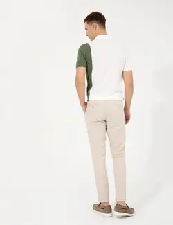 شلوار کتان و پارچه ای مردانه جیبدار طرحدار جذب بژ پیرکاردین