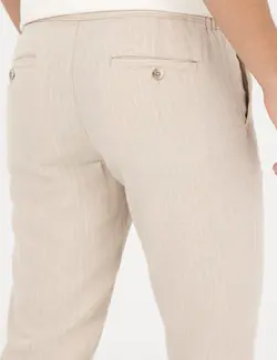 شلوار کتان و پارچه ای مردانه جیبدار طرحدار جذب بژ پیرکاردین