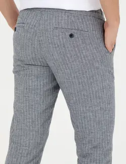 شلوار کتان و پارچه ای مردانه جیبدار طرحدار جذب سرمه ای پیرکاردین