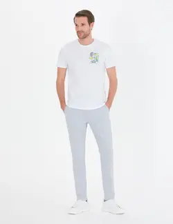 شلوار کتان و پارچه ای مردانه جیبدار مدل جذب آبی روشن پیرکاردین