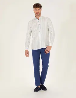 شلوار کتان و پارچه ای مردانه جیبدار مدل جذب آبی نیلی پیرکاردین