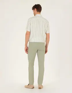 شلوار کتان و پارچه ای مردانه جیبدار مدل جذب سبز روشن پیرکاردین