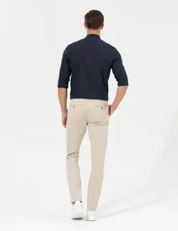 شلوار کتان و پارچه ای مردانه جیبدار نخی جذب بژ پیرکاردین