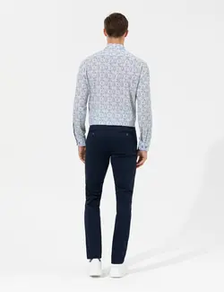 شلوار کتان و پارچه ای مردانه جیبدار نخی جذب سرمه ای پیرکاردین