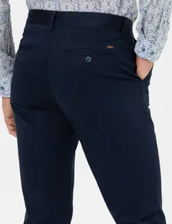 شلوار کتان و پارچه ای مردانه جیبدار نخی جذب سرمه ای پیرکاردین