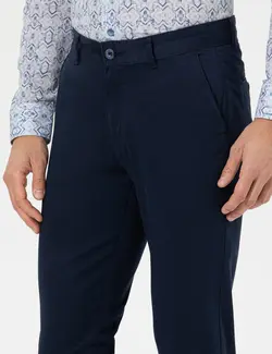 شلوار کتان و پارچه ای مردانه جیبدار نخی جذب سرمه ای پیرکاردین